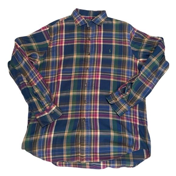Polo Ralph Lauren Christmas Classic Tartan Plaid Shirt – Size L – 100% Cotton - Picture 1 of 7